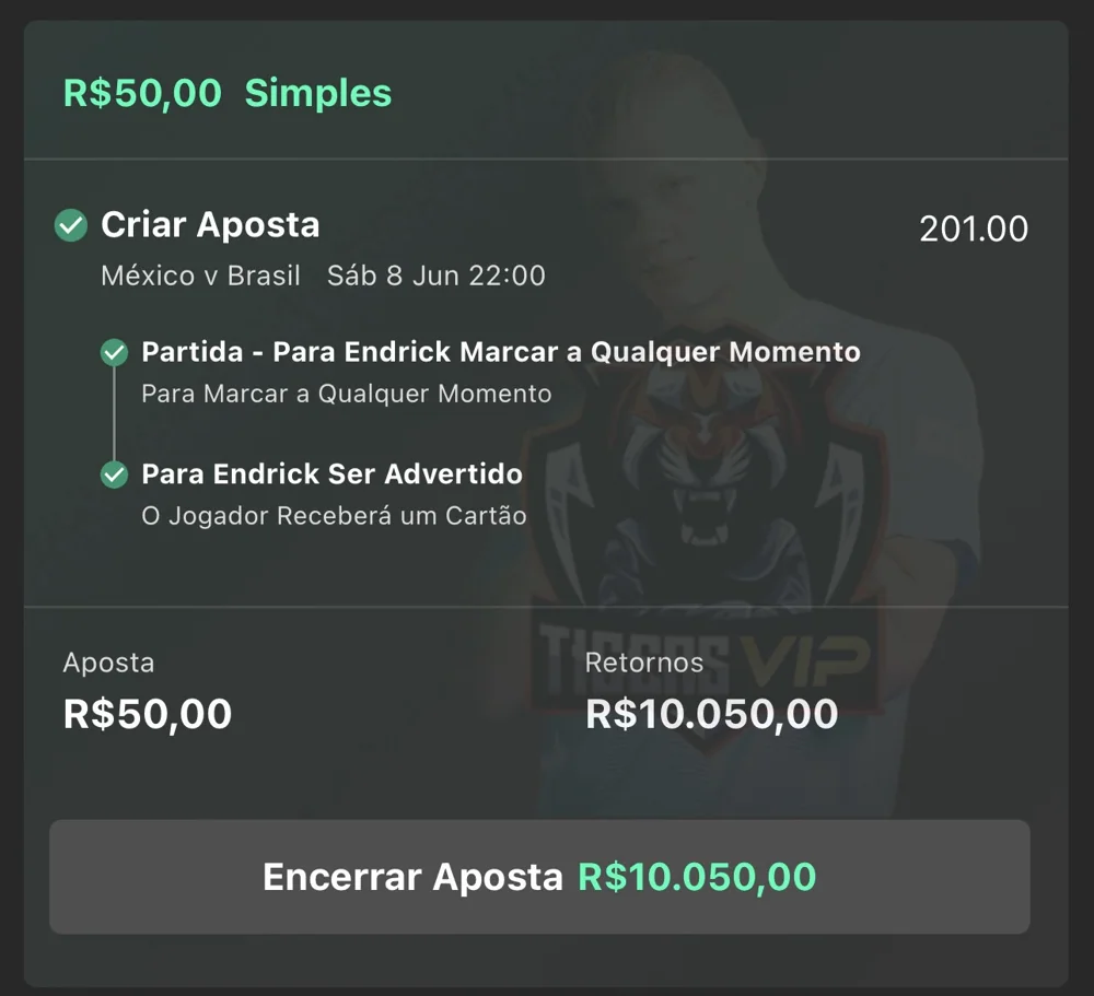 Print de green — aposta vencedora