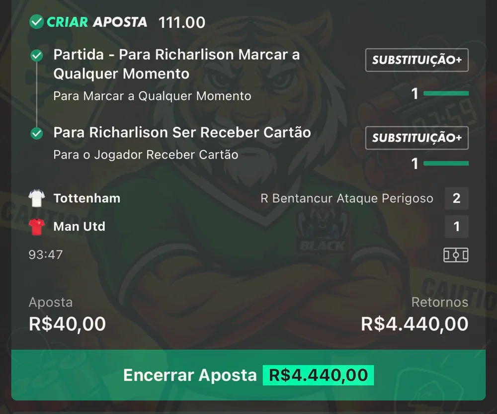 Print de green — aposta vencedora